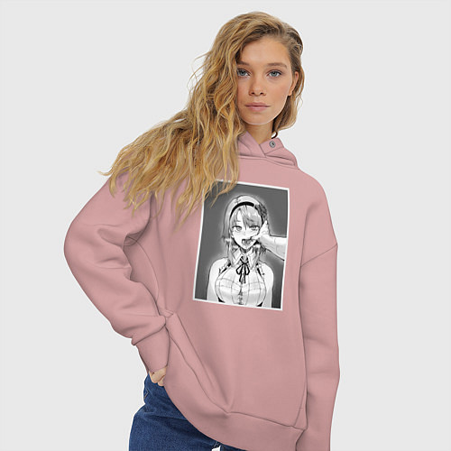 Женское худи оверсайз Ахегао ahegao / Пыльно-розовый – фото 3