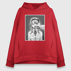 Толстовка оверсайз женская Ахегао ahegao, цвет: красный