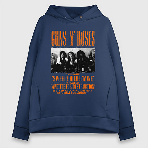 Женское худи оверсайз GUNS-N-ROSES АФИША / Тёмно-синий – фото 1