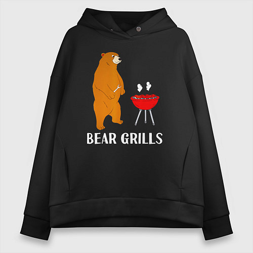 Женское худи оверсайз Bear Grills Беар Гриллс / Черный – фото 1