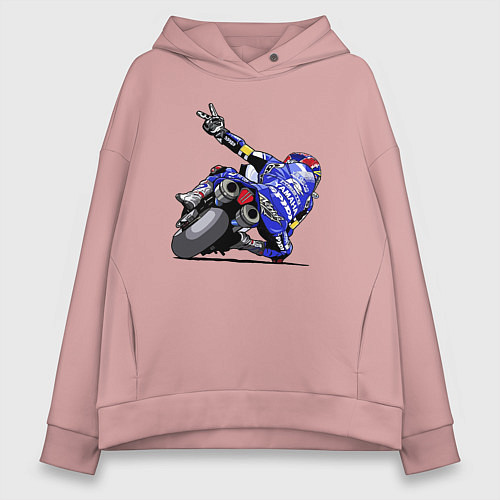 Женское худи оверсайз Yamaha racing team Racer / Пыльно-розовый – фото 1