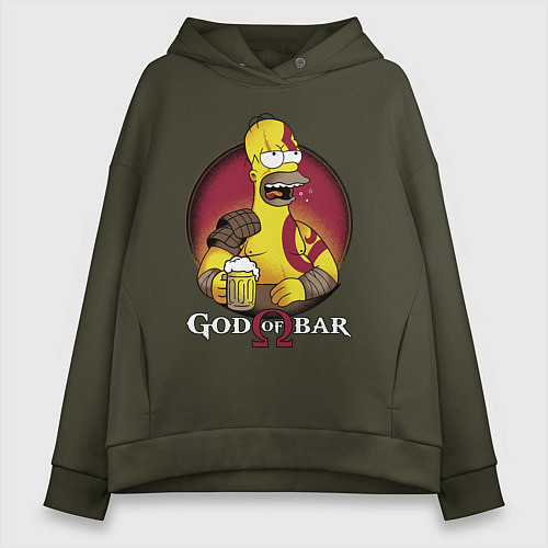 Женское худи оверсайз Homer god of bar / Хаки – фото 1