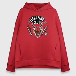 Толстовка оверсайз женская Hellfire Club Sticker Stranger Things 4, цвет: красный