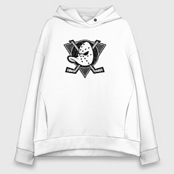 Толстовка оверсайз женская Anaheim Ducks Анахайм Дакс Серый, цвет: белый