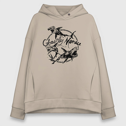 Женское худи оверсайз Ghostly Menace / Миндальный – фото 1