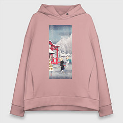 Толстовка оверсайз женская Okabe in Snow Зима, цвет: пыльно-розовый