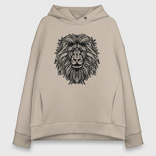 Женское худи оверсайз Лев в стиле Мандала Mandala Lion / Миндальный – фото 1