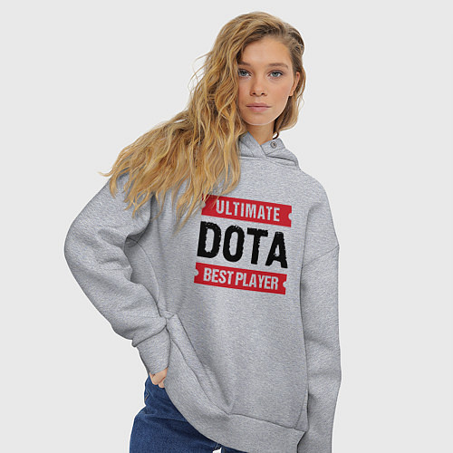 Женское худи оверсайз Dota: таблички Ultimate и Best Player / Меланж – фото 3