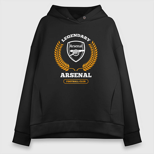 Женское худи оверсайз Лого Arsenal и надпись Legendary Football Club / Черный – фото 1