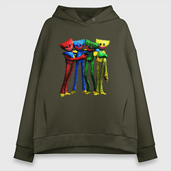 Толстовка оверсайз женская GAME POPPY PLAYTIME Mini Huggies, цвет: хаки