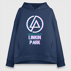 Толстовка оверсайз женская Linkin Park Glitch Rock, цвет: тёмно-синий