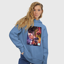 Толстовка оверсайз женская Werewolf soldier Shape-Shifters, цвет: мягкое небо — фото 2