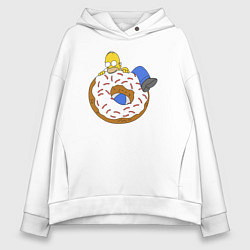Толстовка оверсайз женская Большой пончик с глазурью принт Гомер, цвет: белый