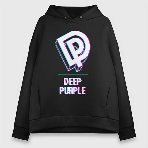Женское худи оверсайз Deep Purple Glitch Rock / Черный – фото 1
