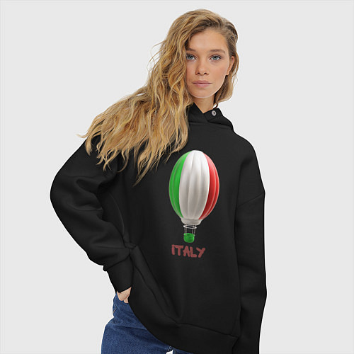 Женское худи оверсайз 3d aerostat Italy flag / Черный – фото 3