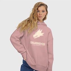 Толстовка оверсайз женская Саламандры лого винтаж, цвет: пыльно-розовый — фото 2