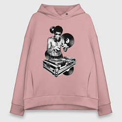 Толстовка оверсайз женская Bruce Lee - Vinyl Dj, цвет: пыльно-розовый
