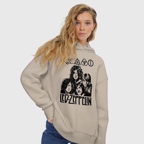 Женское худи оверсайз Led Zeppelin Black / Миндальный – фото 3