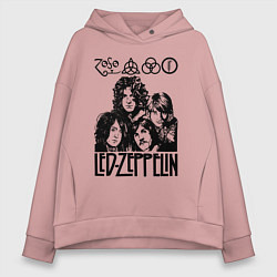 Толстовка оверсайз женская Led Zeppelin Black, цвет: пыльно-розовый
