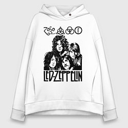 Толстовка оверсайз женская Led Zeppelin Black, цвет: белый