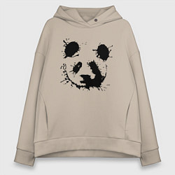 Толстовка оверсайз женская Прикольный панда - клякса, цвет: миндальный