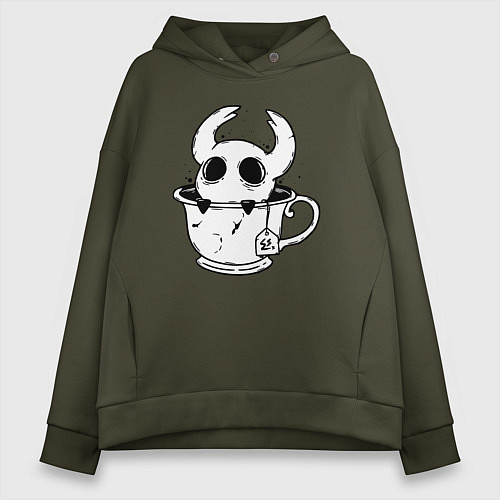 Женское худи оверсайз Hollow Knight рыцарь в чашке / Хаки – фото 1