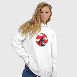 Толстовка оверсайз женская НИНДЗЯ С КОТИКОМ, цвет: белый — фото 2