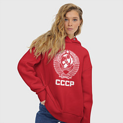 Толстовка оверсайз женская Герб СССР, цвет: красный — фото 2