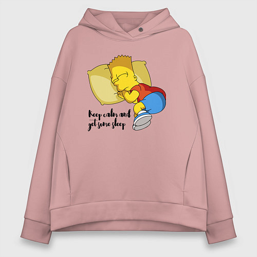 Женское худи оверсайз Успокойся и немного поспи - Барт Симпсон / Пыльно-розовый – фото 1