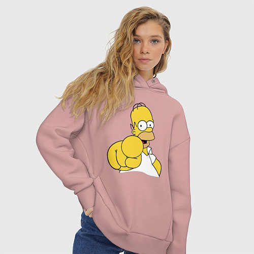 Женское худи оверсайз Гомер Симпсон указывает пальцем / Пыльно-розовый – фото 3