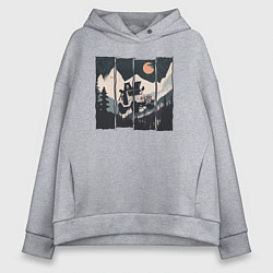 Толстовка оверсайз женская Оранжевая луна и лесное ралли, цвет: меланж
