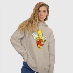 Толстовка оверсайз женская Барт Симпсон - купидон, цвет: миндальный — фото 2