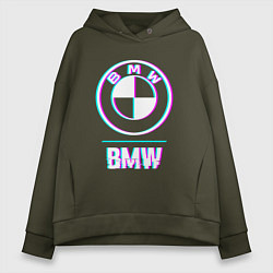 Женское худи оверсайз Значок BMW в стиле glitch