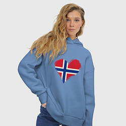 Толстовка оверсайз женская Сердце - Норвегия, цвет: мягкое небо — фото 2