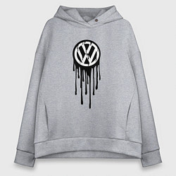 Толстовка оверсайз женская Volkswagen - art logo, цвет: меланж