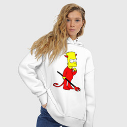 Толстовка оверсайз женская Bart Simpson - devil, цвет: белый — фото 2