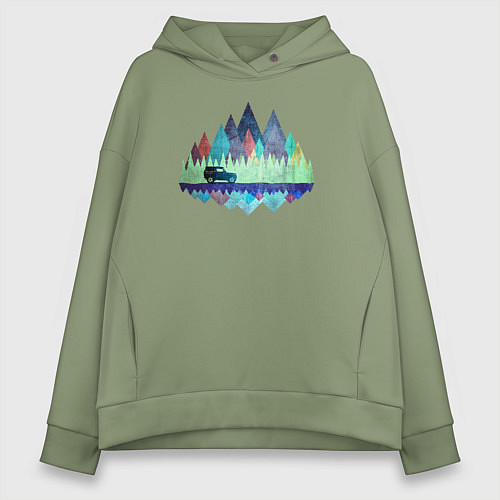 Женское худи оверсайз Offroad trails / Авокадо – фото 1