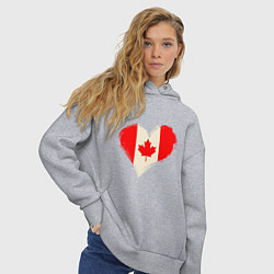 Толстовка оверсайз женская Сердце - Канада, цвет: меланж — фото 2