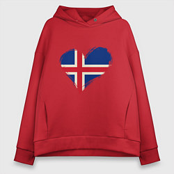 Толстовка оверсайз женская Сердце - Исландия, цвет: красный
