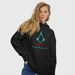 Толстовка оверсайз женская Assassins Creed Valhalla - logo, цвет: черный — фото 2