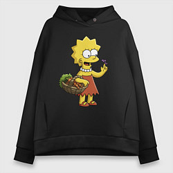 Женское худи оверсайз Lisa Simpson с гусеницей на даче