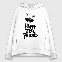 Толстовка оверсайз женская Happy Three Friends - LOGO, цвет: белый