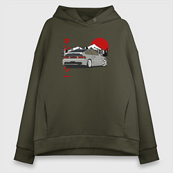 Толстовка оверсайз женская Honda Crx Retro JDM, цвет: хаки
