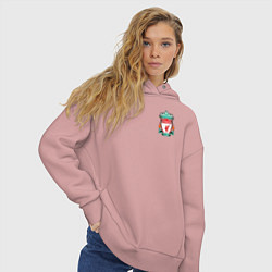 Толстовка оверсайз женская Ливерпуль Логотип, цвет: пыльно-розовый — фото 2