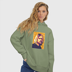 Толстовка оверсайз женская Nirvana - Cobain, цвет: авокадо — фото 2
