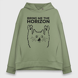 Толстовка оверсайз женская Bring Me the Horizon - rock cat, цвет: авокадо