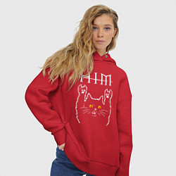 Толстовка оверсайз женская HIM rock cat, цвет: красный — фото 2
