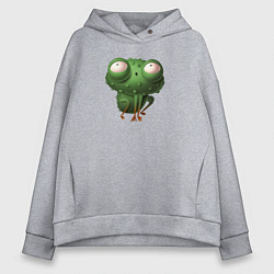 Толстовка оверсайз женская Большая зеленая лягушка, цвет: меланж