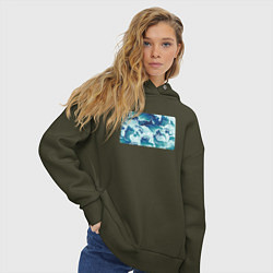 Толстовка оверсайз женская Штормовые морские волны, цвет: хаки — фото 2