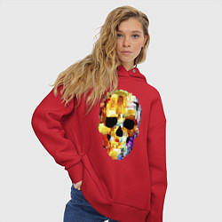 Толстовка оверсайз женская Color skull - sketch, цвет: красный — фото 2
